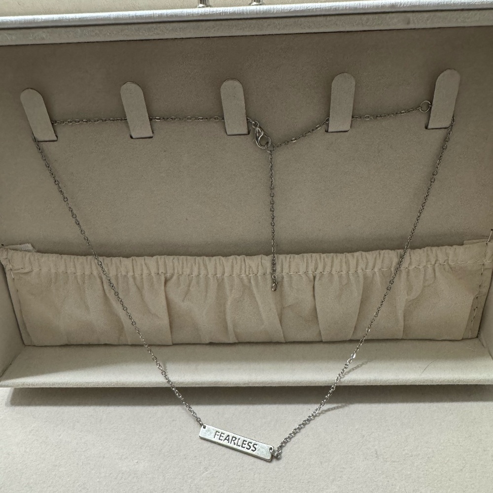 Silver "Fearless" Bar Necklace